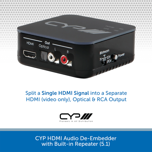 CYP HDMI Audio De-Embedder with Built-in Repeater (5.1)