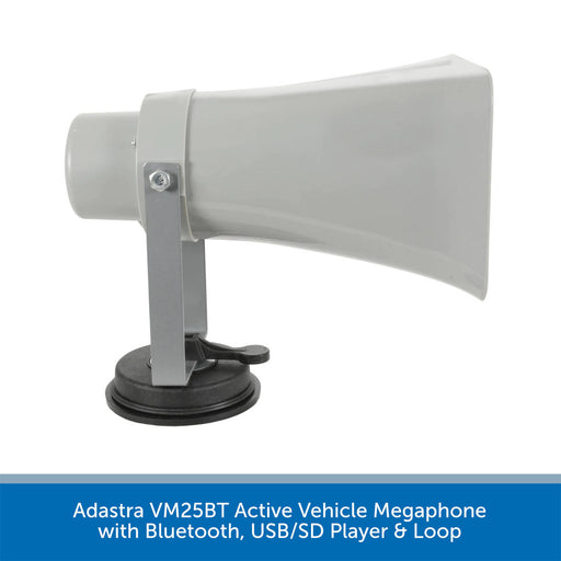 Adastra VM25BT Active Vehicle Megaphone with Bluetooth, USB/SD Player & Loop