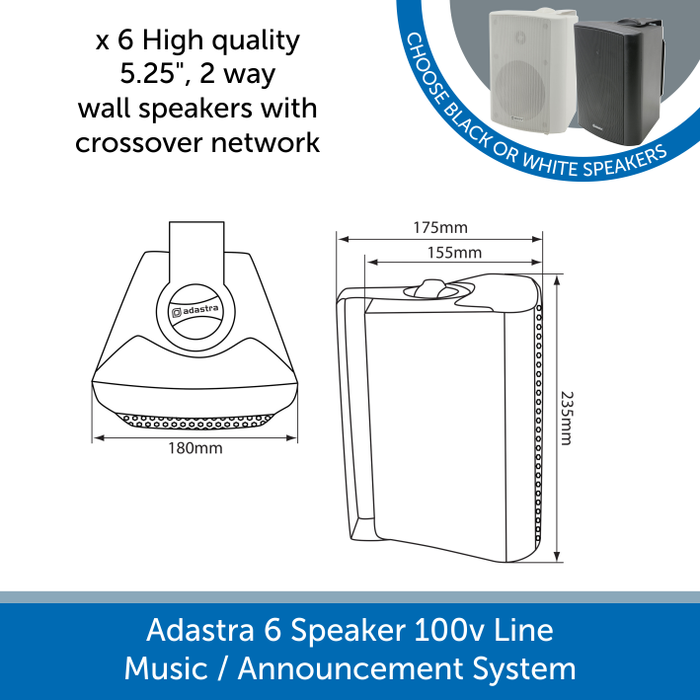 Sizes for a Adastra High Quality 5.25" 2 way wall speakers