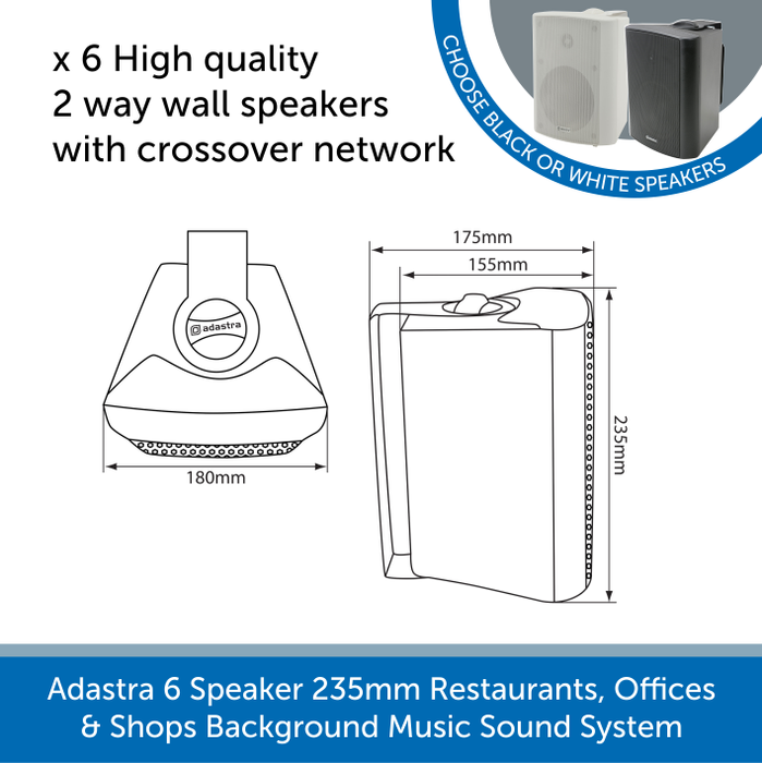 Adastra speaker size chart