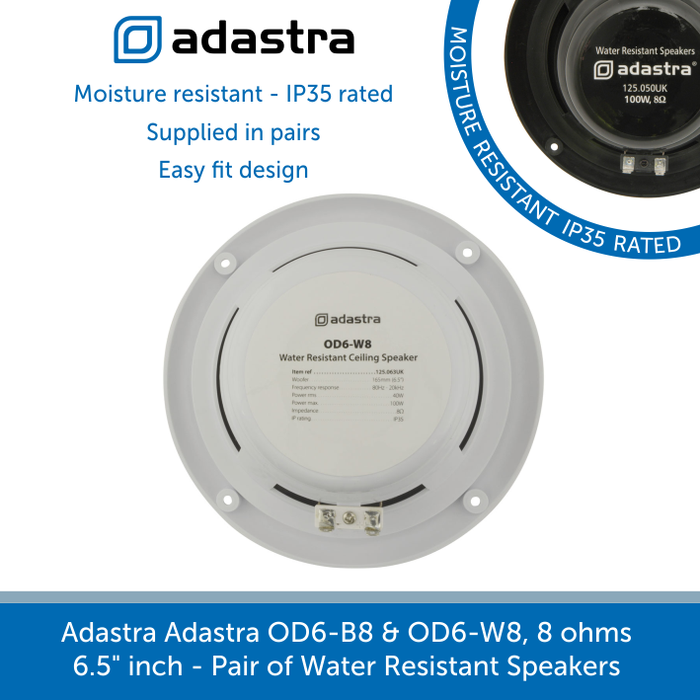 Showing the back of a Adastra Adastra OD6-B8 & OD6-W8, 8 ohms Water Resistant Speakers