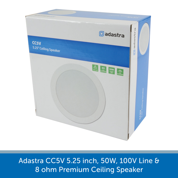 A box for a Adastra CC5V 5.25 inch, 20W, 100V Line & 8 ohm Premium Ceiling Speaker