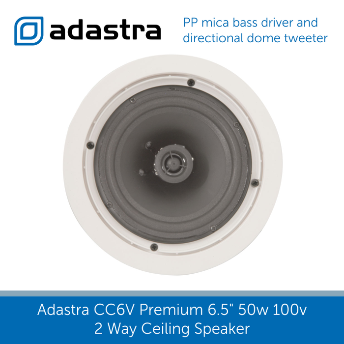 160 Dispersion angle Adastra CC6V Premium 6.5" 50w 100v Ceiling Speaker