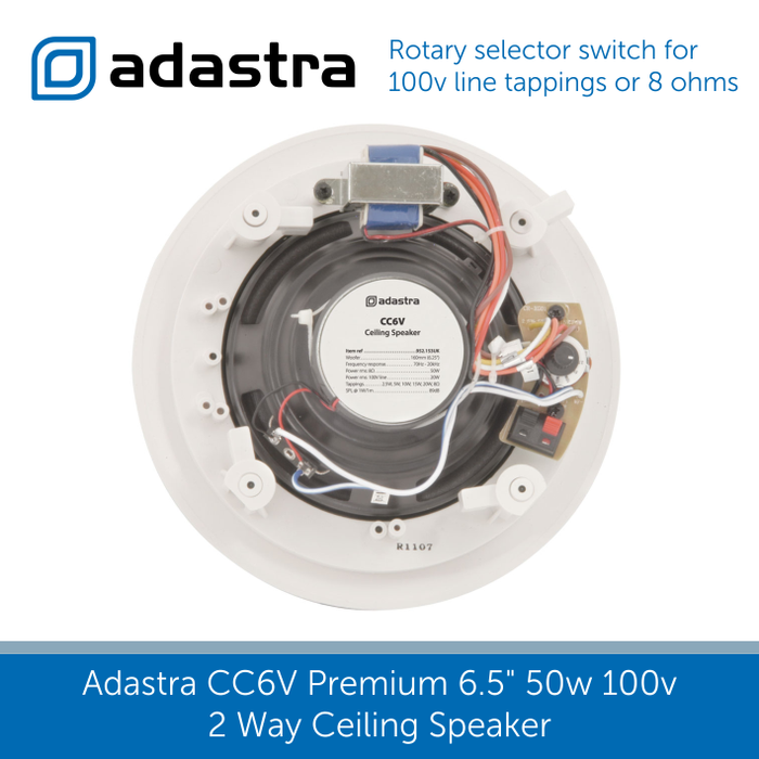 Rotary selector switch Adastra CC6V Premium 6.5" 50w 100v Ceiling Speaker