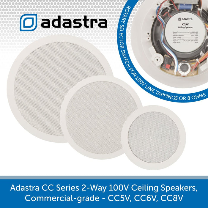 Adastra CC Series 2-Way 100V Ceiling Speakers, Commercial-grade - CC5V, CC6V, CC8V