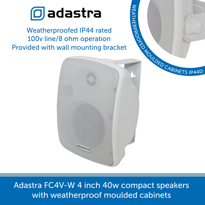 Adastra FC4V-W 4 inch 40w compact speakers with weatherproof moulded cabinets