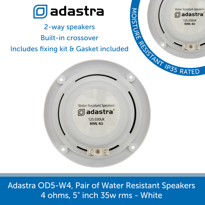showing the back of a Adastra OD5-W4, Pair of Water Resistant Speakers 