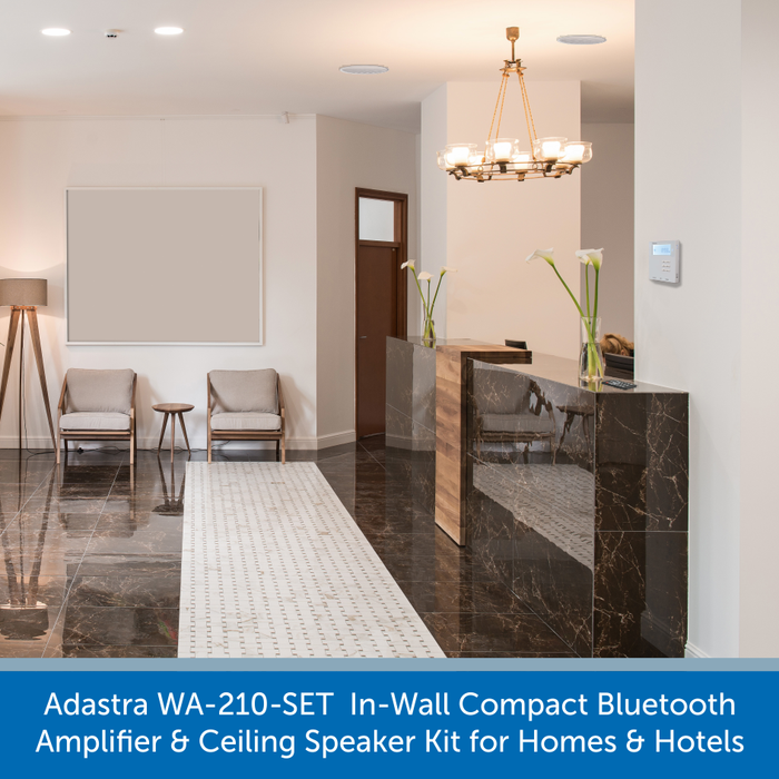 Adastra WA-210-SET  In-Wall Compact Bluetooth Amplifier and Ceiling Speaker Kit for Homes and Hotels