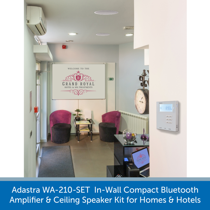 Adastra WA-210-SET  In-Wall Compact Bluetooth Amplifier and Ceiling Speaker Kit for Homes and Hotels