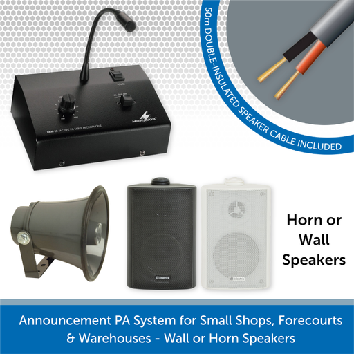 Announcement PA System for Small Shops, Forecourts & Warehouses