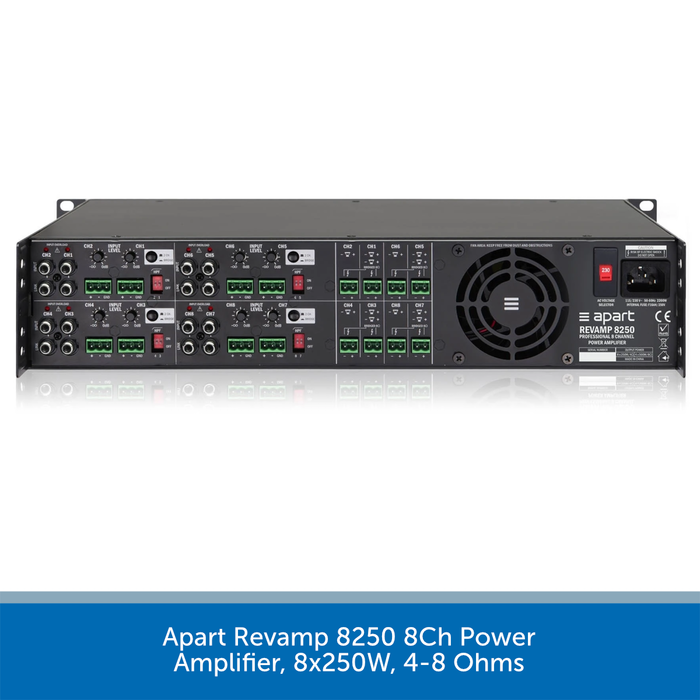 Apart Revamp 8250 8Ch Power Amplifier 8x250W or 4x500W, 4-8 Ohms