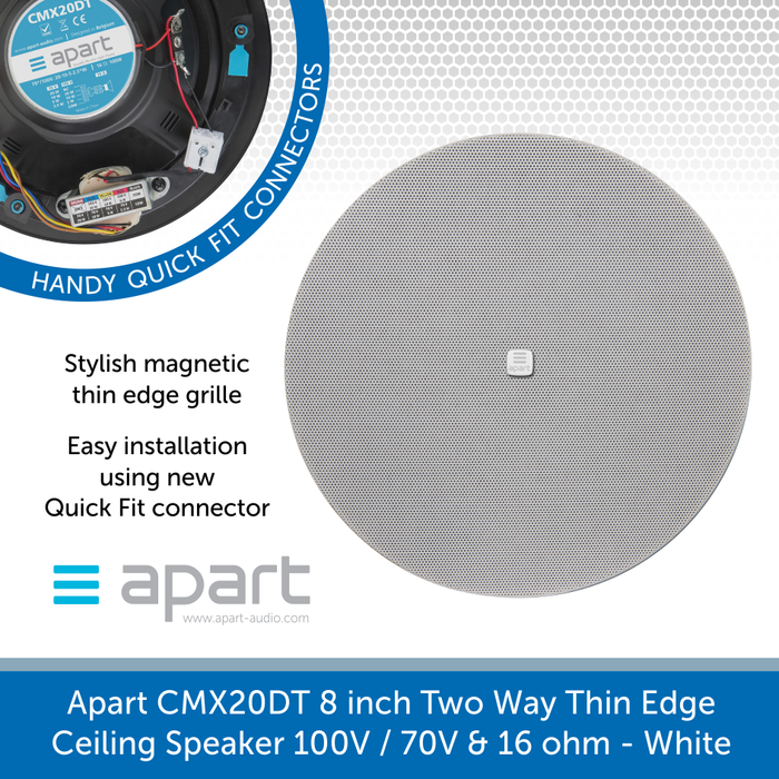 Apart Audio CMX20DT 8 inch Two Way Thin Edge Ceiling Speaker 100V / 70V & 16 ohm