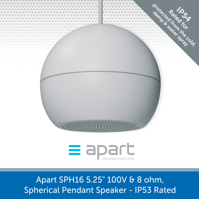Apart Audio SPH16 5.25" 100V & 8 ohm, Spherical Pendant Speaker - IP53 Rated