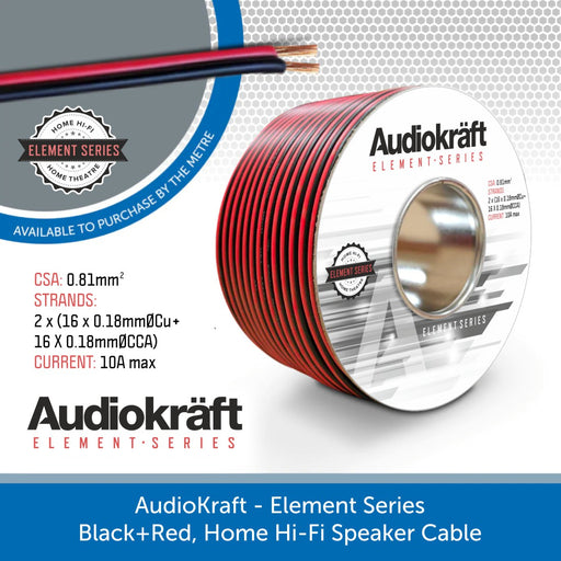 AudioKraft Element Series | Black/Red HiFi Speaker Cable