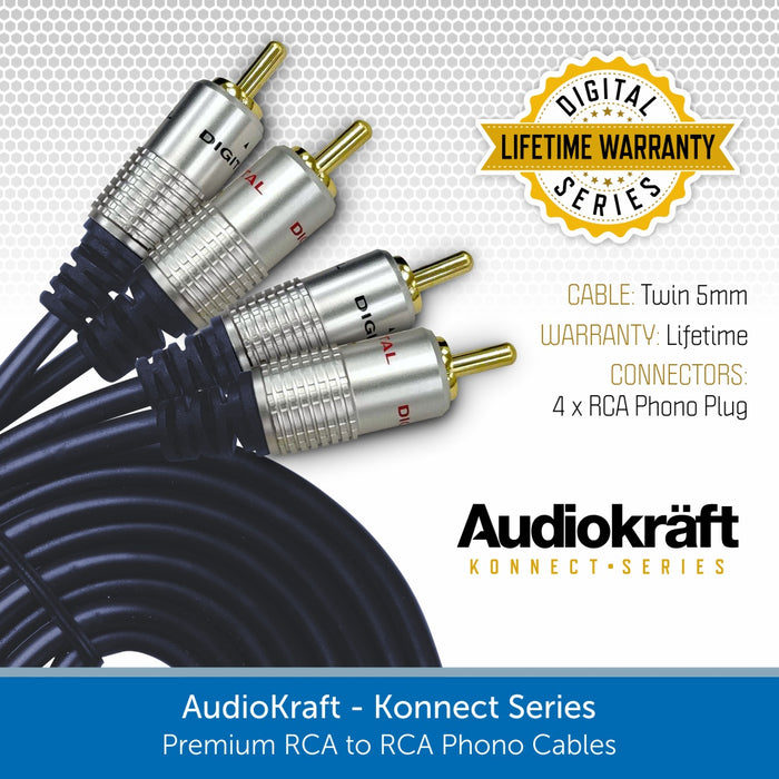 AudioKraft Konnect Series | Premium RCA to RCA Phono Cables