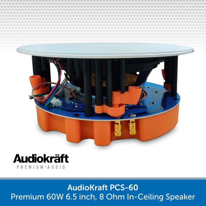 Audiokraft 6.5 inch Premium 60W Ceiling Speakers & Adastra A2 Bluetooth Amplifier