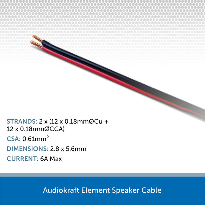AudioKraft Element Series Black Red HiFi Speaker Cable