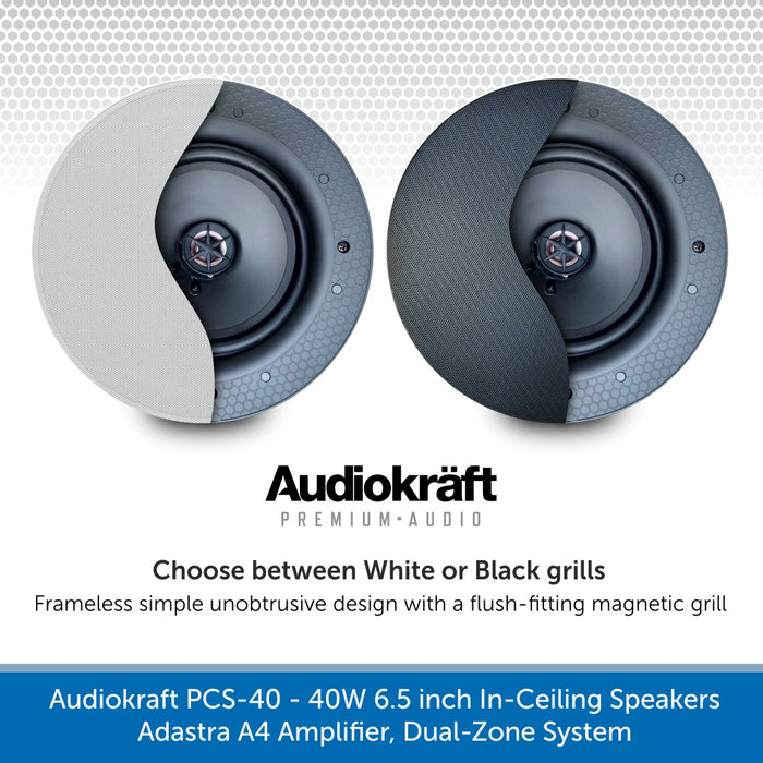 Audiokraft 6.5 inch Premium 60W Ceiling Speakers & Adastra A2 Bluetooth Amplifier AudioKraft Crystaline Series is a premium range of speaker cable. With 42 strands per wire its perfect for this dual zone system. This professional-grade audio cable is designed to bring you high-quality, reliable audio that will last for years to come.
