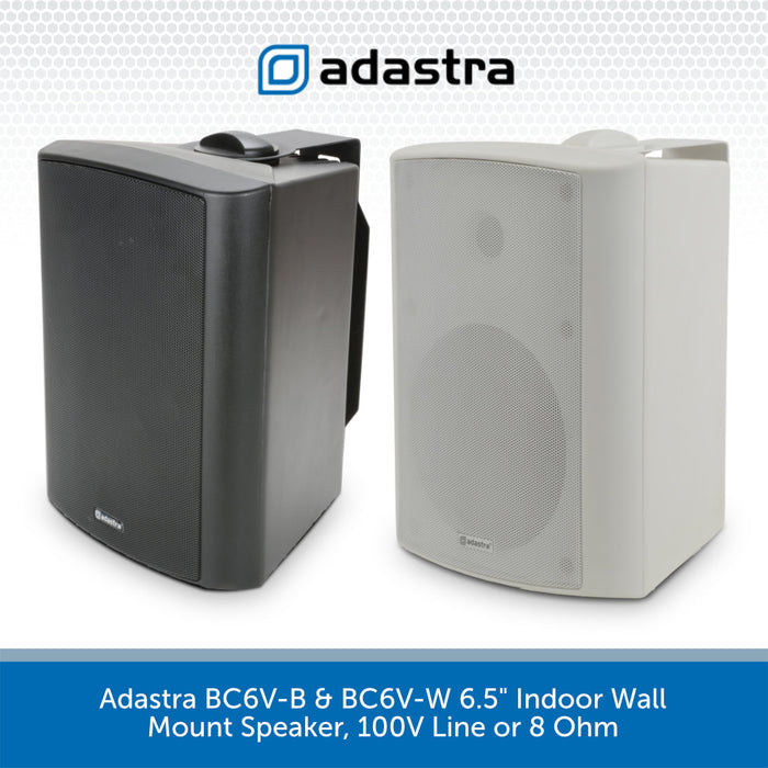 Adastra BC6V-B & BC6V-W 6.5" Indoor Wall Mount Speaker, 100V Line or 8 Ohm