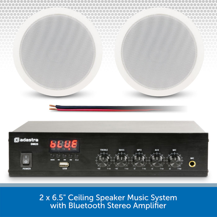 2 x 6.5" Ceiling Speaker Music System with Bluetooth Stereo Amplifier