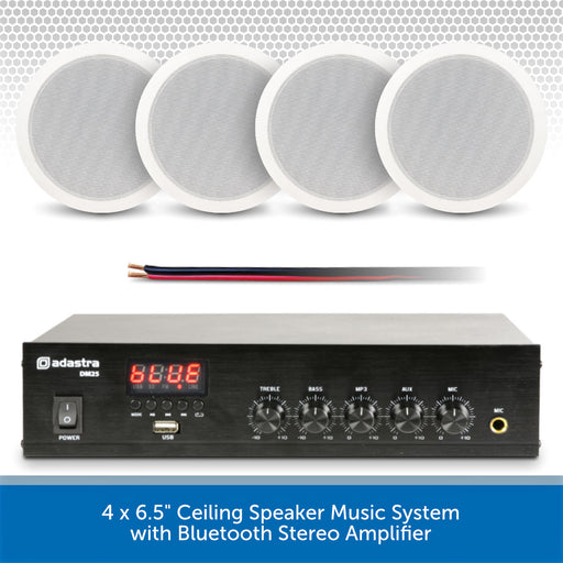 4 x 6.5 inch Ceiling Speaker Music System with Bluetooth Stereo Amplifier