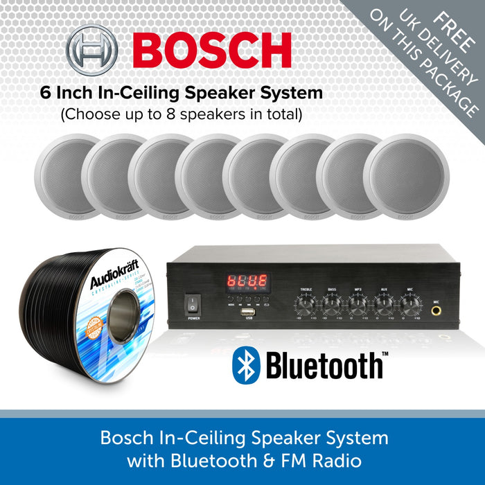 Bosch 8 Speaker Low-profile Music System with Bluetooth & Mic Input