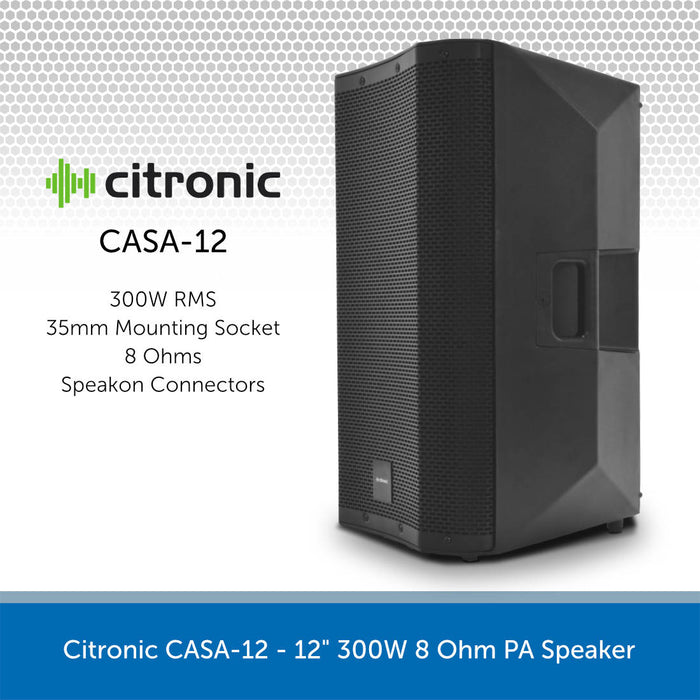 Citronic CASA-12 12" 300W Passive PA Speaker, 8 Ohms