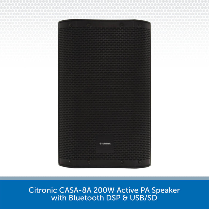 Citronic CASA-8A 200W Active PA Speaker with Bluetooth DSP & USB/SD