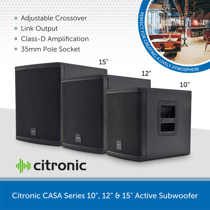 Citronic CASA-15BA 15" 500W Active PA Subwoofer