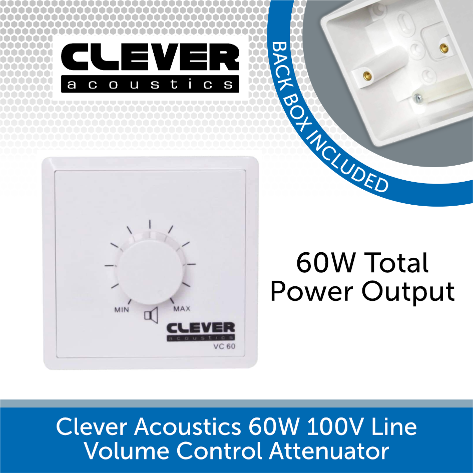 Clever Acoustics 60W 100V Line Volume Control Attenuator | Audio Volt