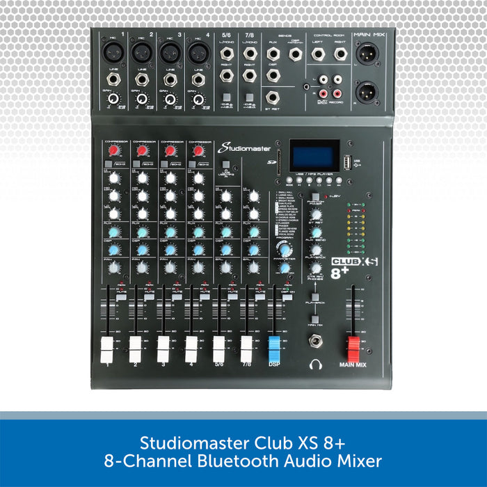 Studiomaster Club XS 8+ 8-Channel Bluetooth Audio Mixer