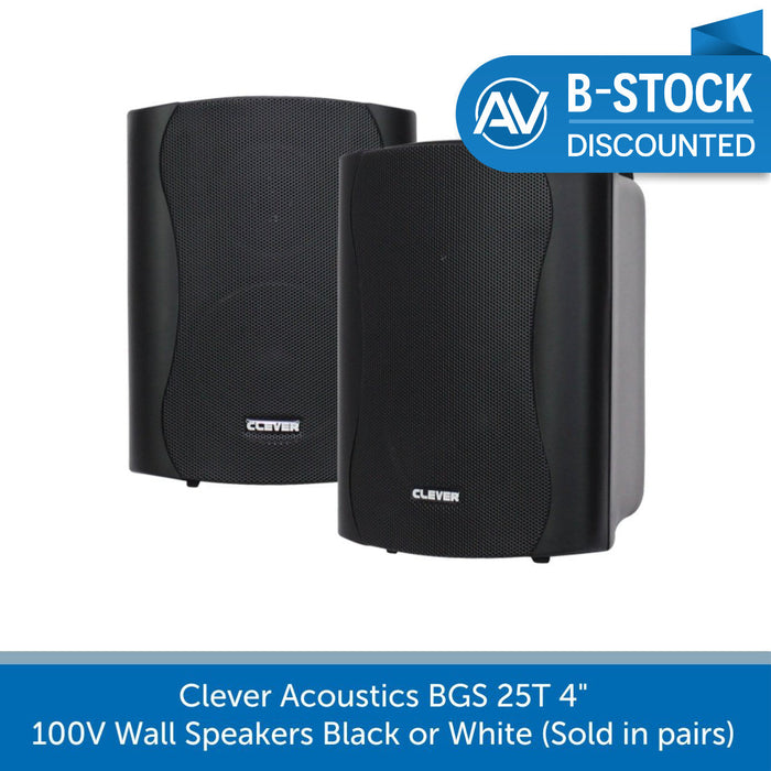Clever Acoustics BGS25T Wall Mount 100V/8 Ohm Speakers Black - B-STOCK