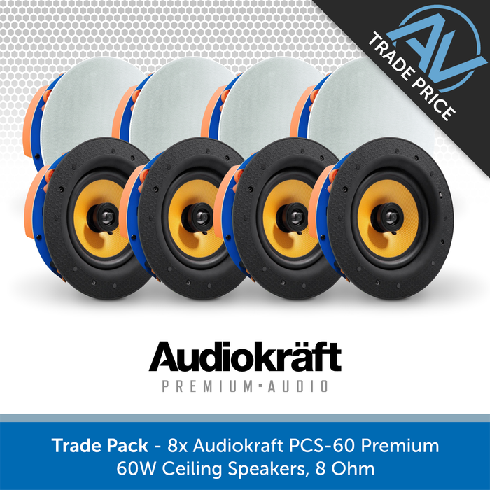 Trade Pack - 8x CLB Audio CS60 Premium 60W Ceiling Speakers, 8 Ohm