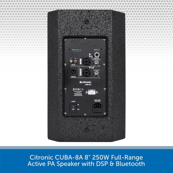 Citronic CUBA-8A 8" 250W Full-Range Active PA Speaker with DSP & Bluetooth