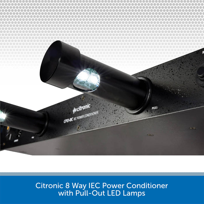 Citronic 8 Way IEC Power Conditioner with Pull-Out LED Lamps