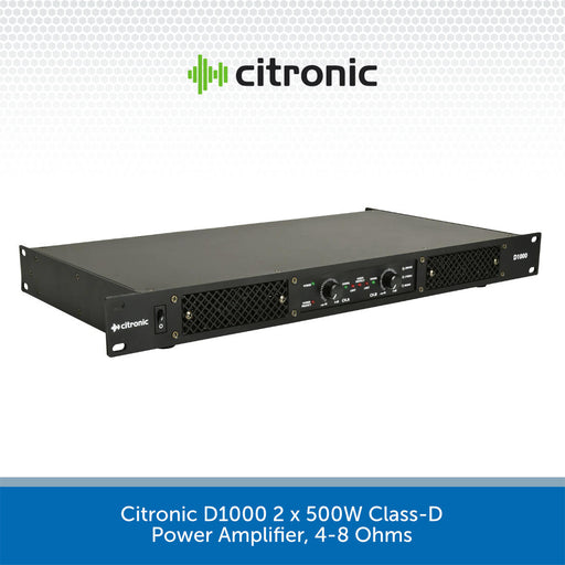 Citronic D1000 2 x 500W Class-D Power Amplifier, 4-8 Ohms