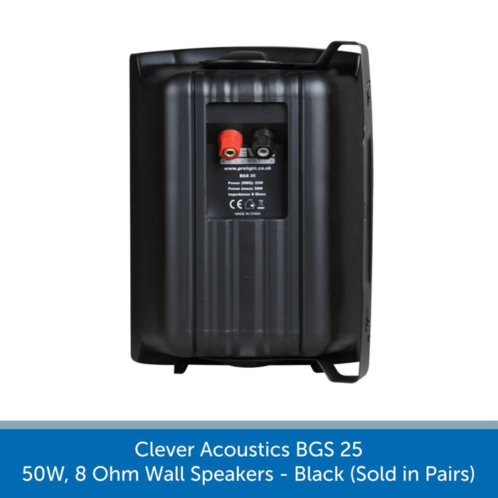 Clever Acoustics BGS 25 50W 8 Ohm Wall Speakers, Black (Pair)