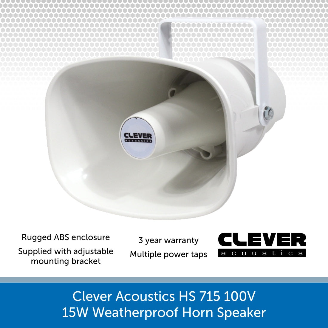 Clever Acoustics HS715 100V 15W Weatherproof Horn Speaker | Audio Volt
