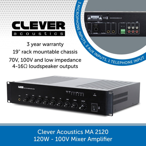 Clever Acoustics MA 2120 120W 100V Mixer Amplifier