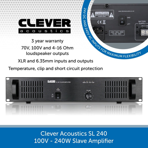 Clever Acoustics SL 240 100V 240W Slave Amplifier