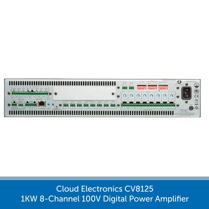 Cloud Electronics CV8125 - 1KW 8-Channel 100V Digital Power Amplifier