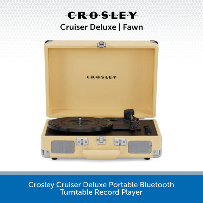 Crosley Cruiser Deluxe Portable Bluetooth Turntable Record Player fawn