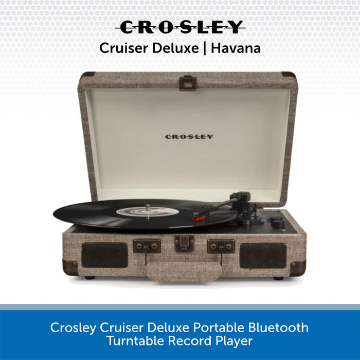 Crosley Cruiser Deluxe Portable Bluetooth Turntable Record Player havana