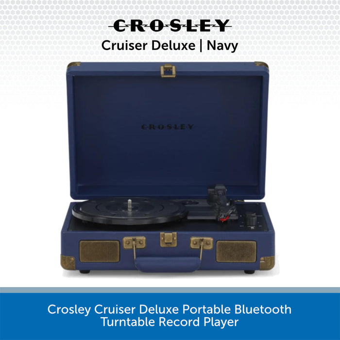 Crosley Cruiser Deluxe Portable Bluetooth Turntable Record Player navy