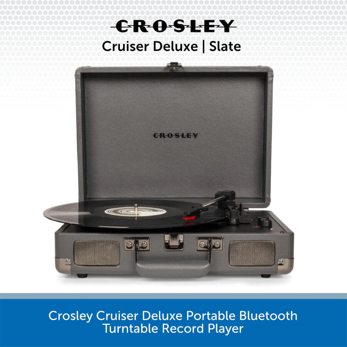 Crosley Cruiser Deluxe Portable Bluetooth Turntable Record Player slate