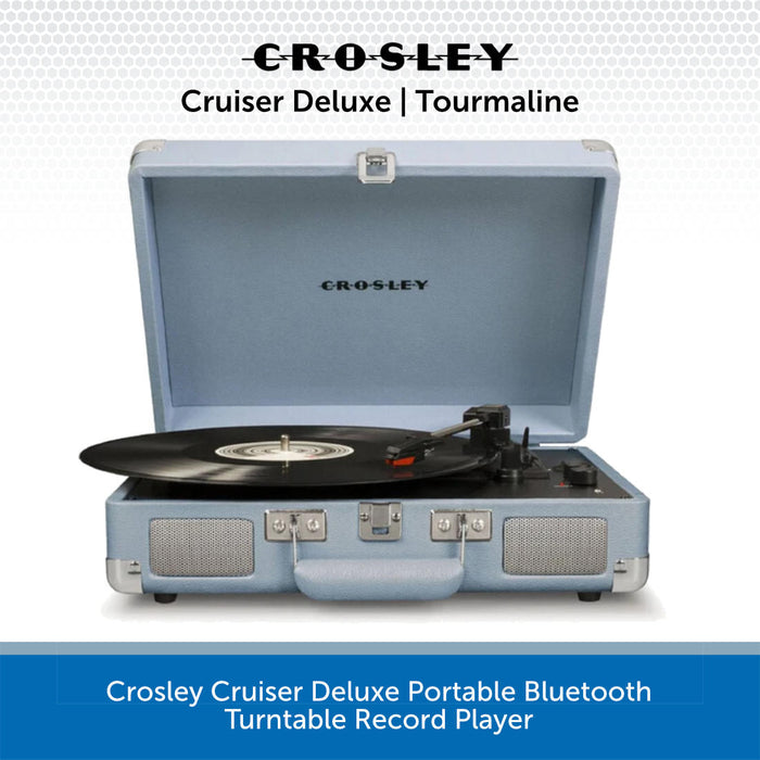 Crosley Cruiser Deluxe Portable Bluetooth Turntable Record Player tourmaline