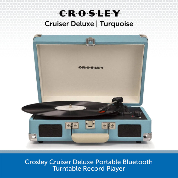 Crosley Cruiser Deluxe Portable Bluetooth Turntable Record Player turquoise