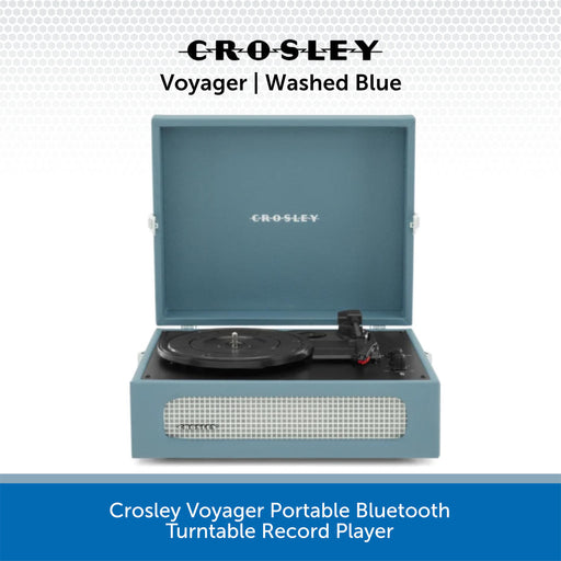 Crosley Voyager Portable Bluetooth Turntable Record Player Washed Blue