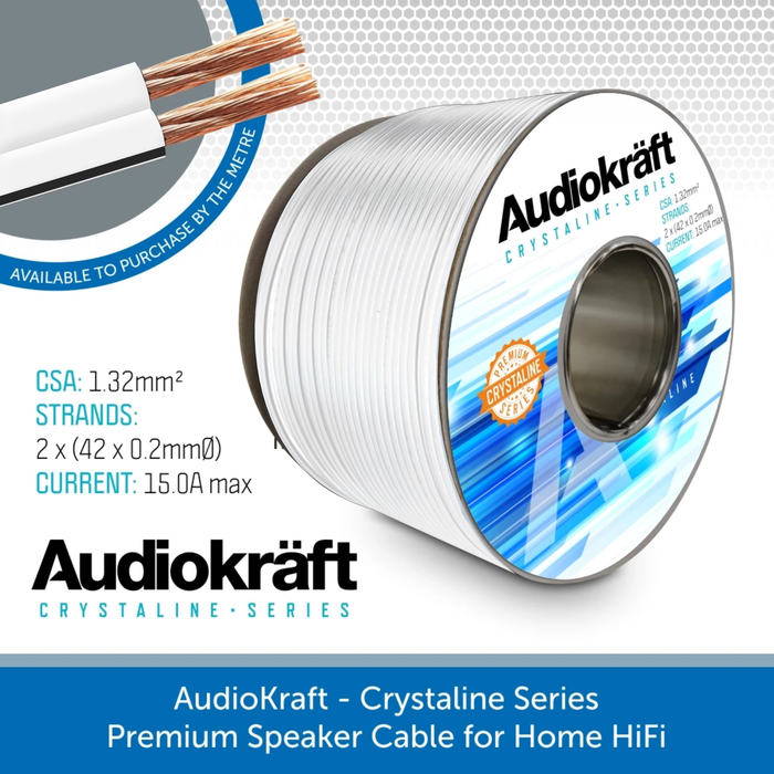 AudioKraft Crystaline Series - Premium Speaker Cable - PER METRE - Black or White