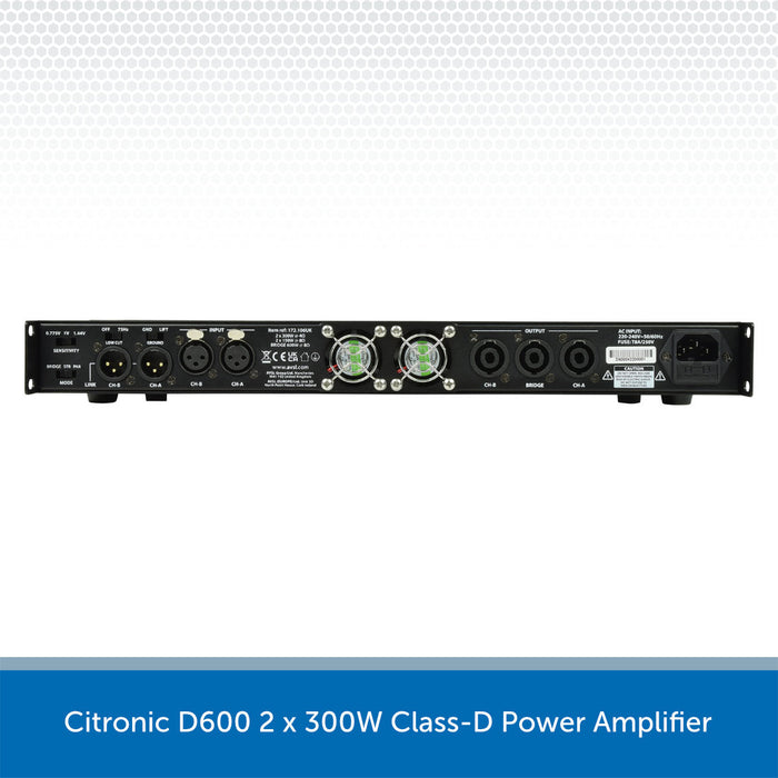Citronic D600 2 x 300W Class-D Power Amplifier